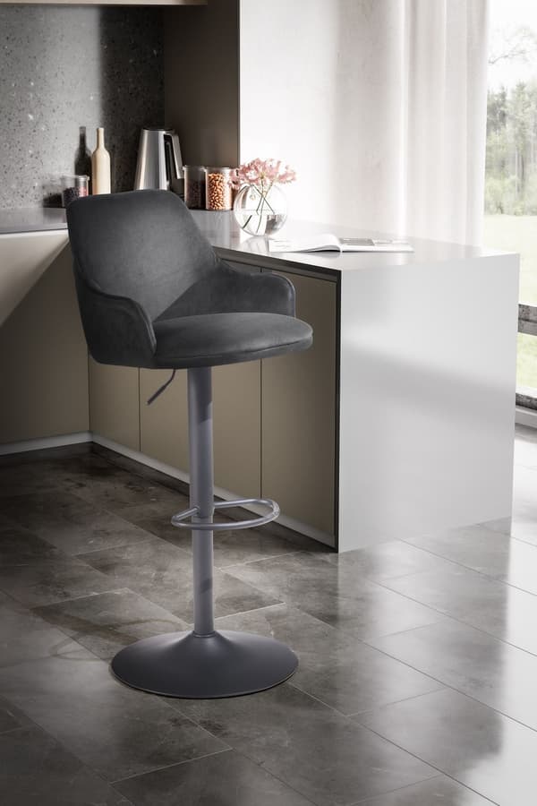 Rootz Modern Design -baarijakkara - Velvet-istuin - Timanttitikkaus - Metallijalusta - 45cm x 86-106cm x 45cm