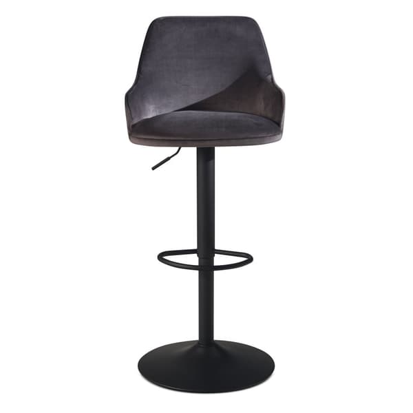 Rootz Modern Design Barstol - Fløjlssæde - Diamantquiltning - Metal trompetbase - 45 cm x 86-106 cm x 45 cm - Grå - 360° rotation - 100 kg Kapacitet