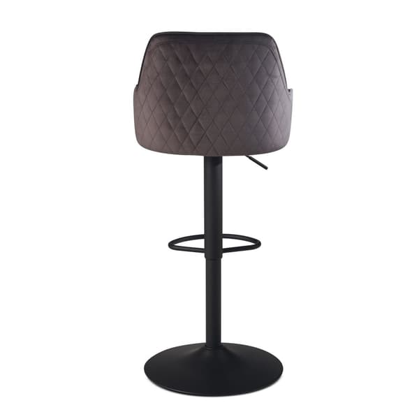 Rootz Modern Design Barstol - Fløjlssæde - Diamantquiltning - Metal trompetbase - 45 cm x 86-106 cm x 45 cm - Grå - 360° rotation - 100 kg Kapacitet