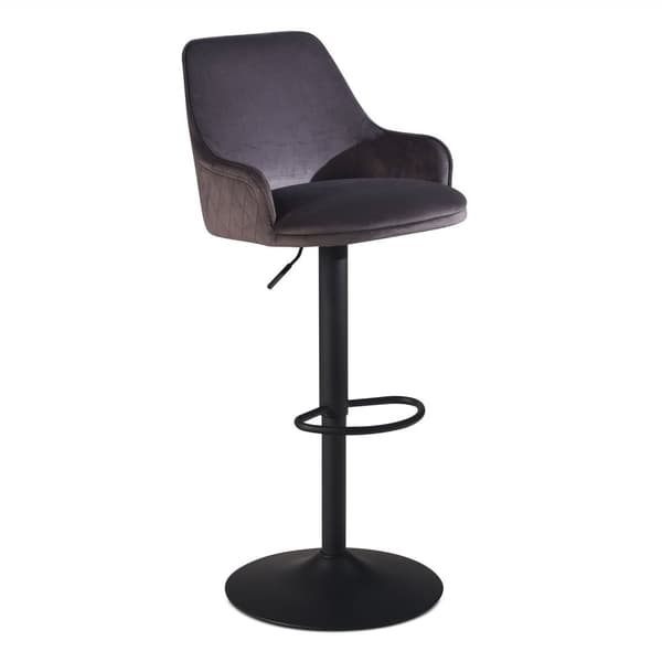 Rootz Modern Design Barstol - Fløjlssæde - Diamantquiltning - Metal trompetbase - 45 cm x 86-106 cm x 45 cm - Grå - 360° rotation - 100 kg Kapacitet