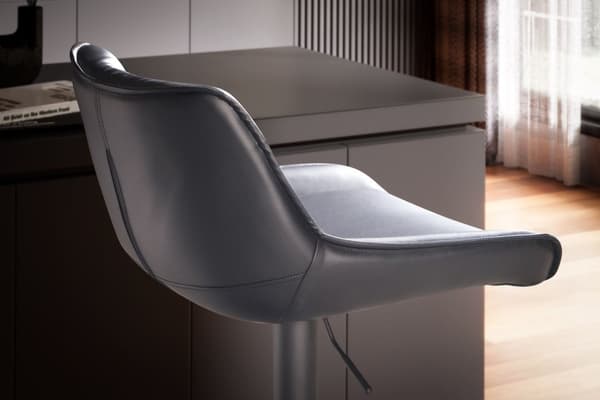 Rootz Modern Design -baarijakkara - Työpöytäjakkara - Kääntyvä jakkara - Musta - 45cm x 86-106cm x 55cm - 360° Kierto - Metallipohja - Pehmeä pehmuste