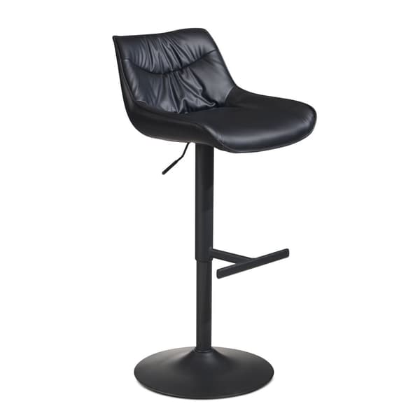 Rootz Modern Design Barpall - Bänkpall - Svängbar pall - Svart - 45cm x 86-106cm x 55cm - 360° rotation - Metallbas - Mjuk stoppning - Fotstöd - 100 k
