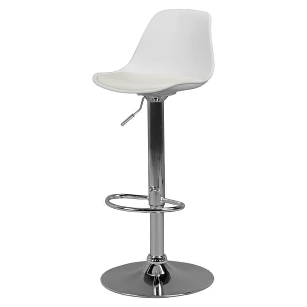 Rootz Leather Look Barpall - Elegant kromram - Vridbar sits - Justerbar höjd - Vit sits - 110 kg Kapacitet - 84-104 cm x 40 cm x 40 cm