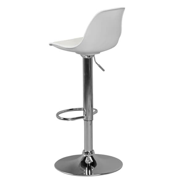 Rootz Leather Look Barpall - Elegant kromram - Vridbar sits - Justerbar höjd - Vit sits - 110 kg Kapacitet - 84-104 cm x 40 cm x 40 cm