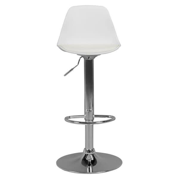 Rootz Leather Look Barpall - Elegant kromram - Vridbar sits - Justerbar höjd - Vit sits - 110 kg Kapacitet - 84-104 cm x 40 cm x 40 cm