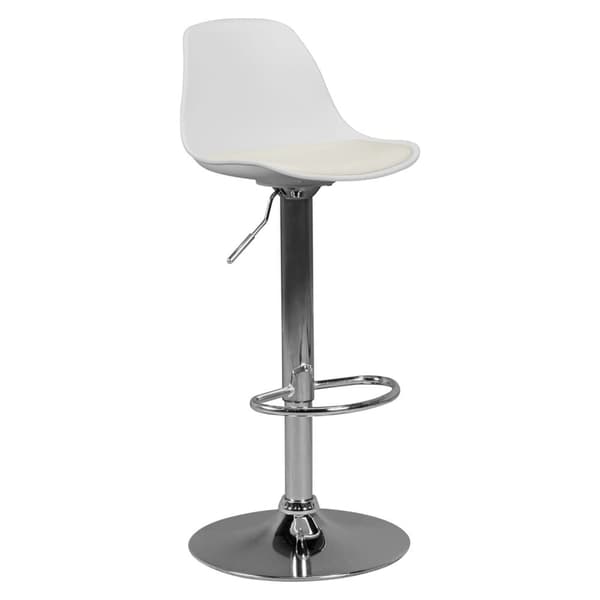 Rootz Leather Look Barpall - Elegant kromram - Vridbar sits - Justerbar höjd - Vit sits - 110 kg Kapacitet - 84-104 cm x 40 cm x 40 cm