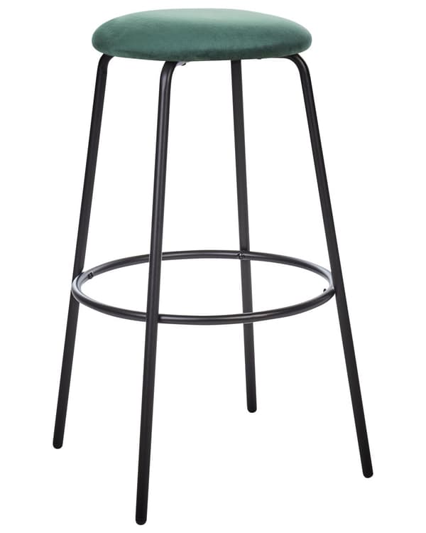 Sett med 2 Barstoler Grønn Armløs Fløyel Svart Stålben Moderne Design Spisestue Kjøkken