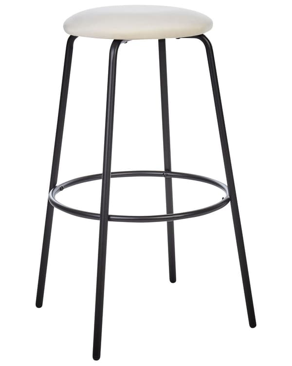 Set om 2 Barstolar Off-White Utan Armstöd Sammet Svarta Stålben Modern Design Matsal Kök