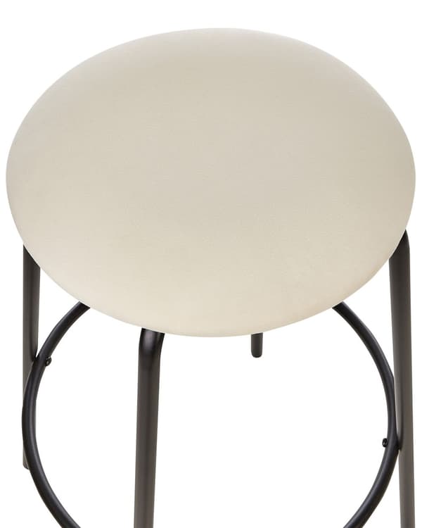 Set om 2 Barstolar Off-White Utan Armstöd Sammet Svarta Stålben Modern Design Matsal Kök