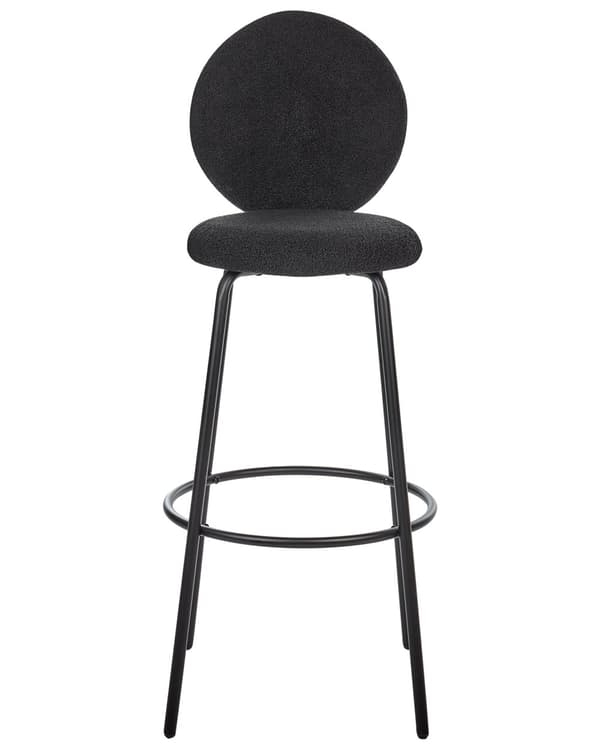 Sett med 2 Barstoler Svart Boucle Stålben Moderne Design Spisestue Sitteplasser