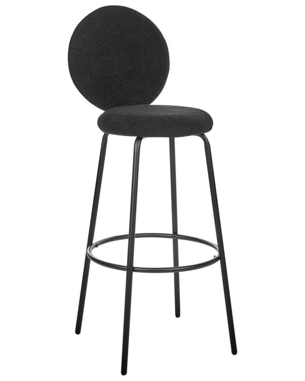 Sett med 2 Barstoler Svart Boucle Stålben Moderne Design Spisestue Sitteplasser