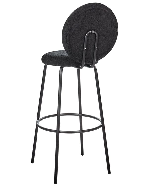 Sett med 2 Barstoler Svart Boucle Stålben Moderne Design Spisestue Sitteplasser