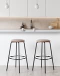 Miniatyrbillede 2 af 8: Sæt med 2 barstole i brun velour til køkken øen stue bar opholdsrum dagligstue