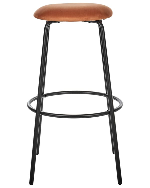 Sæt med 2 barstole i orange velour til køkken øen stue bar opholdsrum dagligstue
