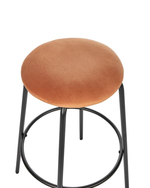 Sæt med 2 barstole i orange velour til køkken øen stue bar opholdsrum dagligstue
