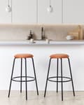 Miniatyrbillede 2 af 8: Sæt med 2 barstole i orange velour til køkken øen stue bar opholdsrum dagligstue