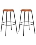 Miniatyrbillede 1 af 8: Sæt med 2 barstole i orange velour til køkken øen stue bar opholdsrum dagligstue