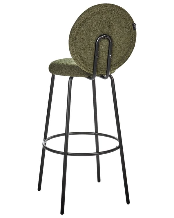 Sæt med 2 barstole grøn boucle stål sorte ben ingen armlæn moderne stil spisestuemøbler