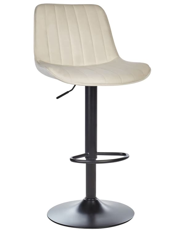 Sæt med 2 barstole i lys beige velour Højdejusterbar dreje- og fodstøtte køkken bar