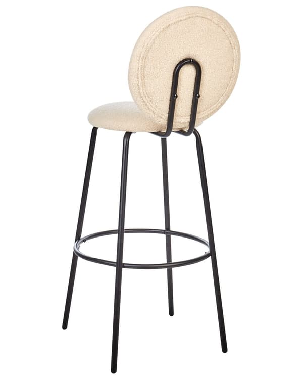 Sæt med 2 barstole lys beige boucle stål sorte ben ingen armlæn moderne stil spisestuemøbler