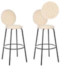 Miniatyrbillede 1 af 10: Sæt med 2 barstole lys beige boucle stål sorte ben ingen armlæn moderne stil spisestuemøbler