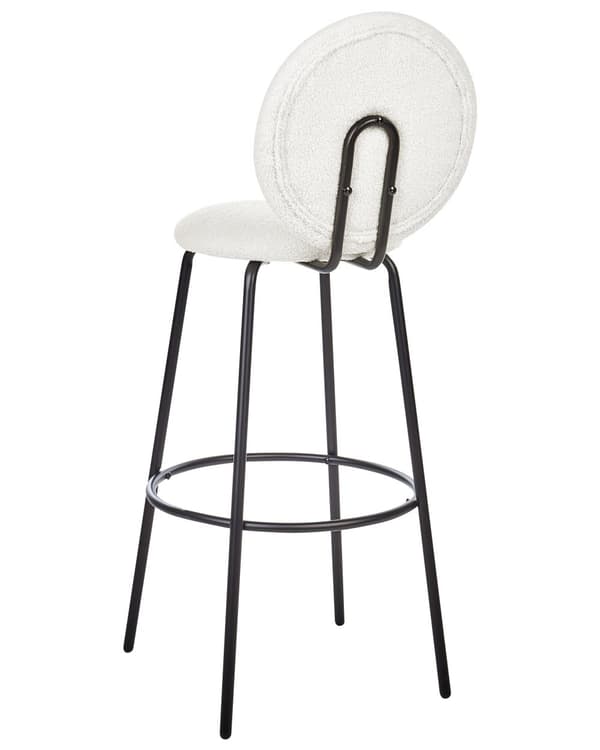 Sæt med 2 barstole hvid boucle stål sorte ben ingen armlæn moderne stil spisestuemøbler