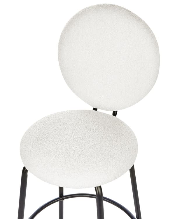 Sæt med 2 barstole hvid boucle stål sorte ben ingen armlæn moderne stil spisestuemøbler