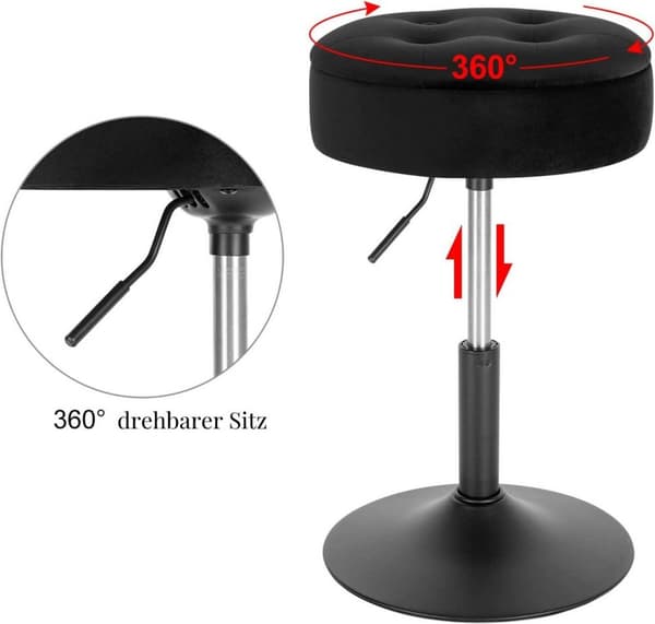 Rootz justerbar sammetsbarstol - Bänkstol - Kökspall - Slitstark, mångsidig, förvaring - Sittdiameter 39,5 cm, Ht 49,5-65 cm, Basdiameter 38,5 cm