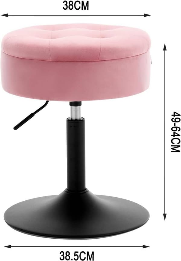 Rootz säädettävä Velvet baarijakkara - Työtuoli - Keittiöjakkara - Kestävä, moderni, monikäyttöinen - Säilytystila - 39,5 cm x 49,5-65 cm x 38,5 cm