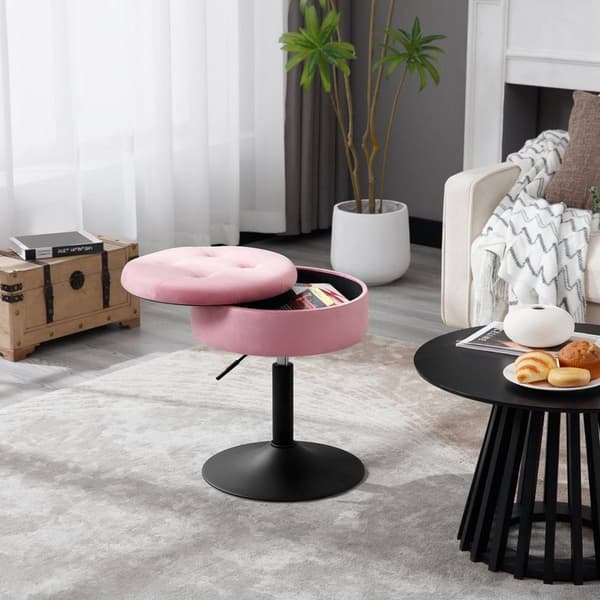 Rootz säädettävä Velvet baarijakkara - Työtuoli - Keittiöjakkara - Kestävä, moderni, monikäyttöinen - Säilytystila - 39,5 cm x 49,5-65 cm x 38,5 cm