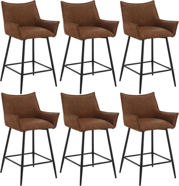 Rootz Vintage keinonahkainen baarijakkara - Työpöytäjakkara - Teollinen baarijakkara - Mukavat istuimet - Tukeva muotoilu - Lattian suojaus - 51cm x 9