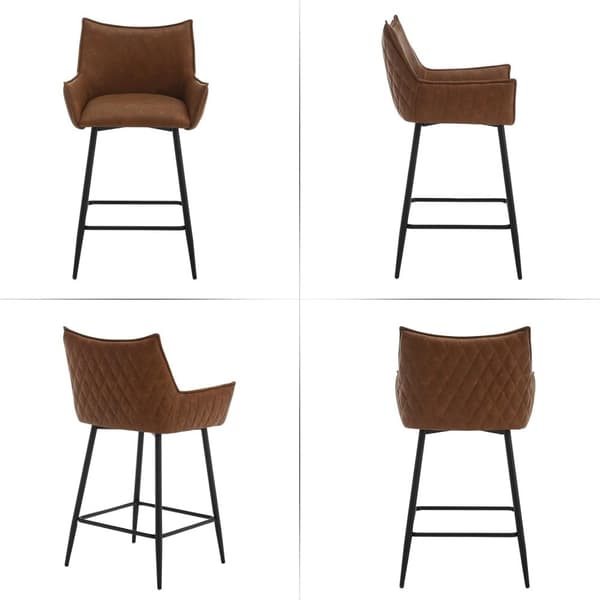 Rootz Vintage Barpall i konstläder - Bänkpall - Industristol - Bekväm design - Robust konstruktion - Golvskydd - 51cm x 90cm x 49cm