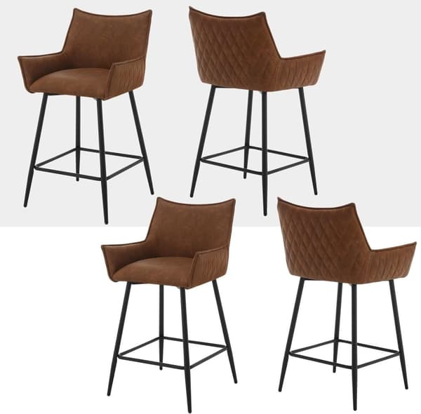 Rootz Vintage Barpall i konstläder - Bänkpall - Industristol - Bekväm design - Robust konstruktion - Golvskydd - 51cm x 90cm x 49cm