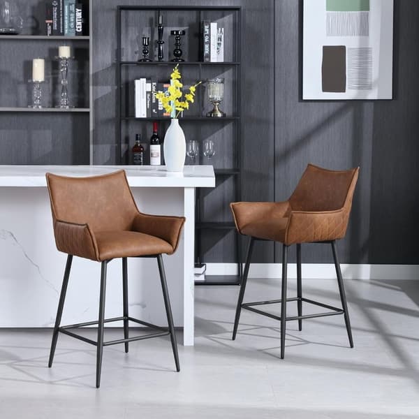 Rootz Vintage Barpall i konstläder - Bänkpall - Retro Barpall - Ergonomisk design - Robust konstruktion - Elegant stil - 51cm x 90cm x 49cm