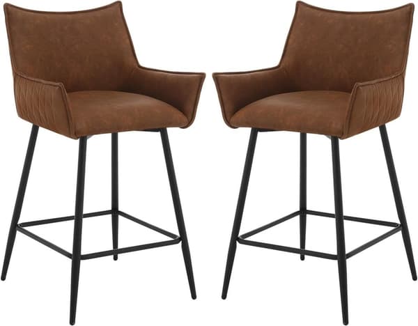 Rootz Vintage keinonahkainen baarijakkara - Työpöytäjakkara - Retro baarijakkara - Ergonominen muotoilu - Tukeva rakenne - Tyylikäs tyyli - 51cm x 90c