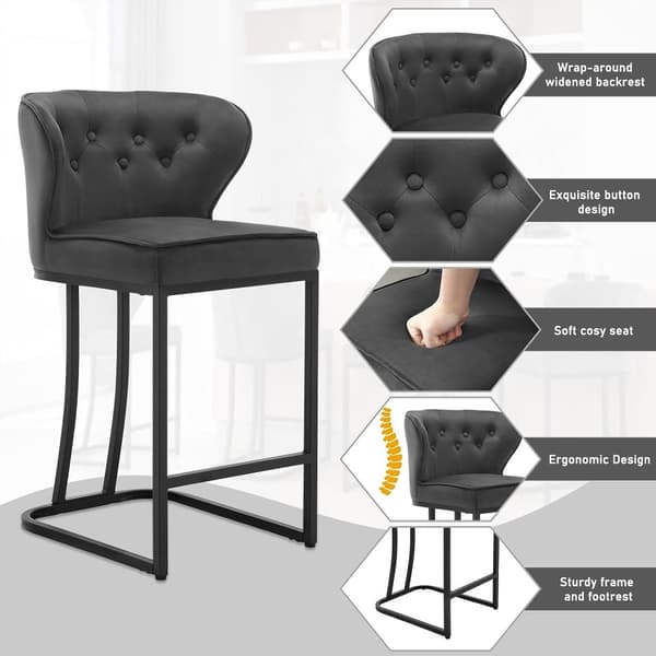 Rootz Velvet -baarijakkara - Työpöytäjakkara - Keittiöjakkara - Mukavat istuimet - Kestävä runko - Helppo koota - 49 cm x 85 cm x 48,5 cm