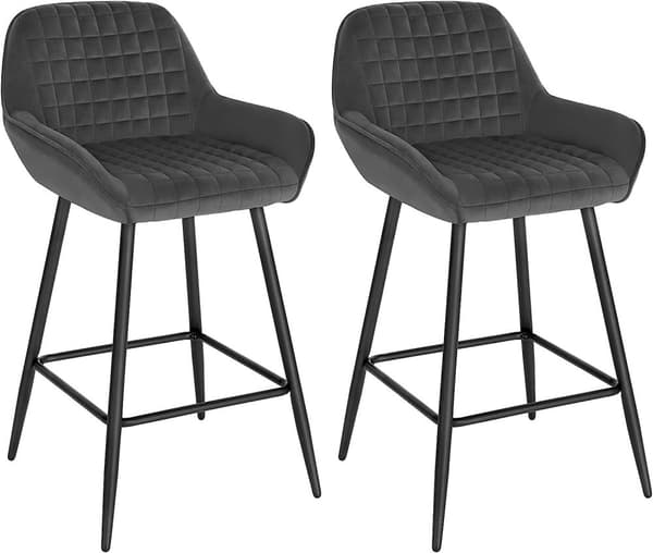 Rootz Barpall - Bänkpall - Kitchen Island Seat - Sammets- och metallram - Bekväm, Ergonomisk, Stabil - 32,5 cm x 37 cm x 91 cm