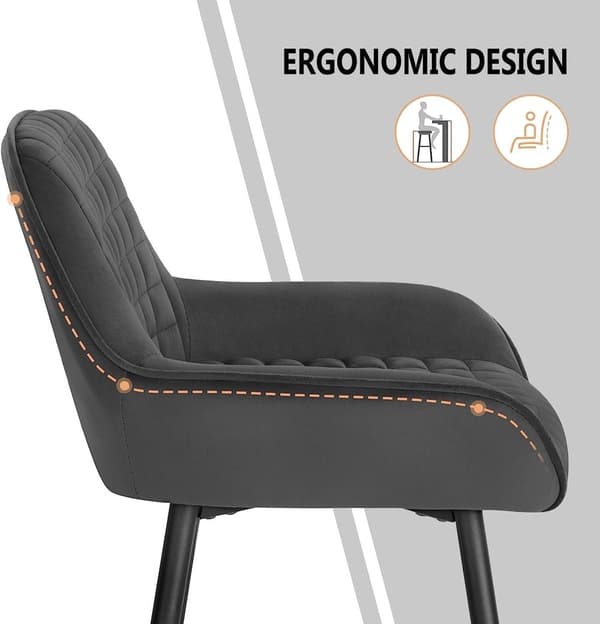 Rootz baarijakkara - Työtuoli - Mukava ja ergonominen - Vakaa ja kestävä - Moderni klassinen muotoilu - Velvet & Metal - 64 cm Istuinkorkeus - 32,5 cm