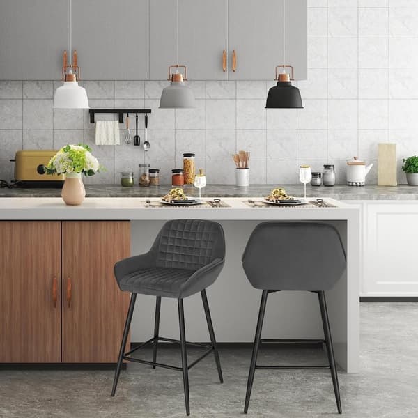 Rootz baarijakkara - Työtuoli - Mukava ja ergonominen - Vakaa ja kestävä - Moderni klassinen muotoilu - Velvet & Metal - 64 cm Istuinkorkeus - 32,5 cm