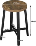 Miniatyrbillede 3 af 9: Rootz spisestuestole sæt med 2 - Vintage taburetter - Siddepladser i industriel stil - Robuste metalben - Pladsbesparende design - 29,5 cm x 46 cm x 2