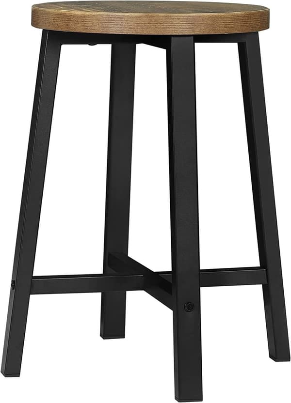 Rootz spisestuestole sæt med 2 - Vintage taburetter - Siddepladser i industriel stil - Robuste metalben - Pladsbesparende design - 29,5 cm x 46 cm x 2