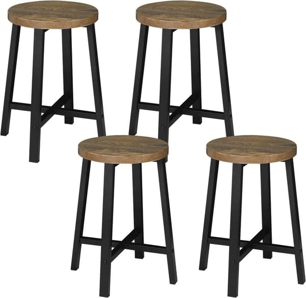 Rootz matstolar Set med 4 - Pallar - Benstolar i metall - Industriell vintagestil - Förbättrad stabilitet - Utrymmeseffektiv design - 29,5 cm x 46 cm