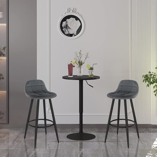 Rootz samettipäällysteinen baarijakkara - Työpöytäjakkara - Keittiöjakkara - Pehmomukavuus - Tukeva metallirunko - Helppo koota - 84cm x 39cm x 31cm