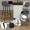 Miniatyrbillede 4 af 9: Rootz Velvet Barstol - Bordskammel - Køkkentaburet - Komfortable siddepladser - Robust konstruktion - Nem montering - 84 cm x 39 cm x 31 cm