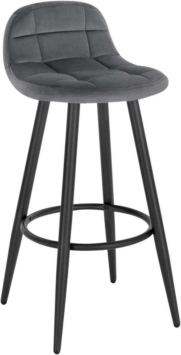 Rootz Velvet -baarijakkara - Työpöytäjakkara - Keittiöjakkara - Mukavat istuimet - Tukeva rakenne - Helppo koota - 84cm x 39cm x 31cm