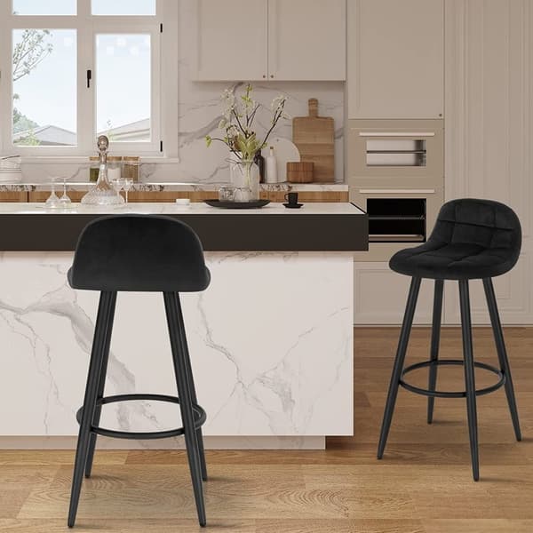 Rootz Velvet Barpall - Bänkpall - Barnstol - Lyxig komfort - Robust metallram - Ergonomiskt fotstöd - 84cm x 39cm x 31cm