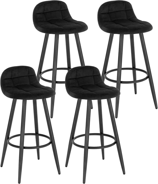 Rootz Velvet Barpall - Bänkpall - Barnstol - Lyxig komfort - Robust metallram - Ergonomiskt fotstöd - 84cm x 39cm x 31cm