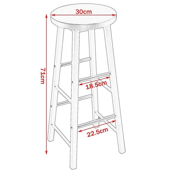 Rootz Industrial baarijakkara - Työpöytäjakkara - Metalli- ja puujakkara - Tukeva, Monipuolinen, Mukava - 71 cm Istuinkorkeus x 30 cm Istuimen halkais