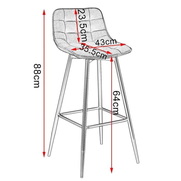 Rootz baarijakkara - Työpöytäjakkara - Design-jakkara - samettia ja metallia - Mukava ja ergonominen - Kestävä ja vakaa - Monipuolinen ja tyylikäs - 4