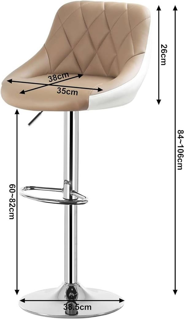 Rootz Barpall - Bänkpall - Justerbar Barstol - Bekväm sittplats - Enkel höjdjustering - Robust ram - 38cm x 35cm x 84-106cm Justerbar höjd